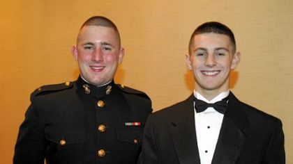 Marine 2nd Lt. Jeremy Harbaugh and David Tallman.