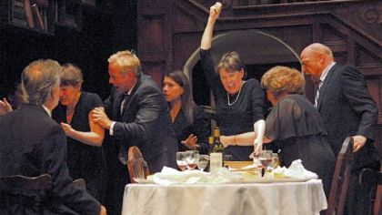 The cast of Playhouse Rep's "August: Osage County," with Mary Rawson in the role of Violet in the center.