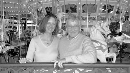 Carl Hughes with his daughter Mary Lou Rosemeyer at Kennywood's Merry-Go-Round in 2006.
