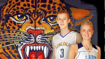 Maverick Rowan, a freshman on the Lincoln Park basketball team, and Madi Rowan, a senior on the Central Valley girls team.
