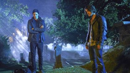 Bill Skarsgard, left, and Landon Liboiron investigate a murder in the Netflix original series "Hemlock Grove." Set in a Western Pennsylvania steel town, the series is based on a novel by Brian McGreevy, who grew up near Charleroi.
