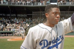Movie review / '42: The Jackie Robinson Story' shows the pain that went with his triumphs