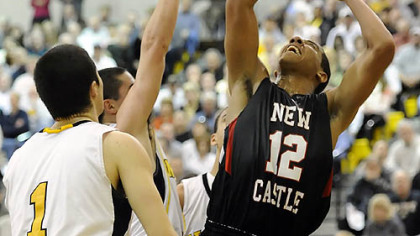 New Castle's Shawn Anderson gets a shot up against North Allegheny Friday.
