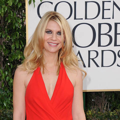 Golden Globe winner Claire Danes wore a candy apple red Versace gown. 