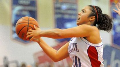 Jeannette's Monique Redman goes up for a shot in second-half action Monday night against Greensburg Central Catholic.
