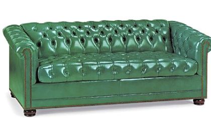 Hancock & Moore's Chesterfield sleep sofa in emerald leather.
