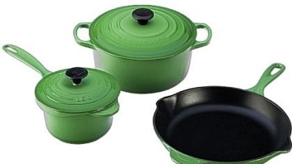Emerald Green products from LeCrueset.
