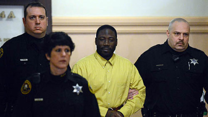 Ronald Robinson is escorted to the courtroom of Judge Kevin Sasinoski for a verdict today. He was found guilty of first degree murder in the shooting death of Danyal Morton and second degree murder in the shooting death of Penn Hills poilice officer Michael Crawshaw.