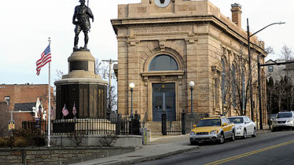 The former Pennsylvania National Bank building in Lawrenceville now holds offices for Desmone & Associates Architects.
