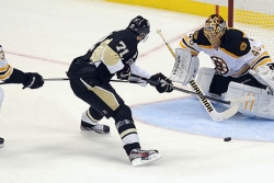 Rask stymies Penguins' high-powered offense, but gets some breaks, too