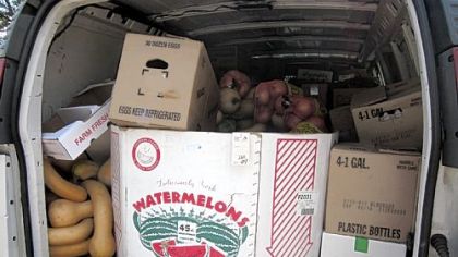 Bryan Greenawalt's van after stopping at a few farms on a buying trip to Somerset County.
