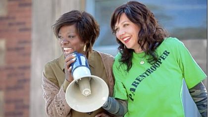Viola Davis, left, and Maggie Gyllenhaal fight to fix their failing school system in the  filmed-in-Pittsburgh "Won't Back Down."

