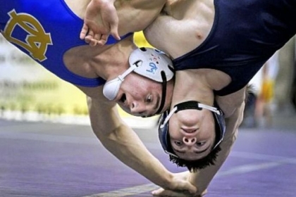 Canon-McMillan's Cody Wiercioch, left, battling Bald Eagle's Jacob Taylor during last year's PIAA tournament, is considered by many as the top wrestler in the WPIAL.