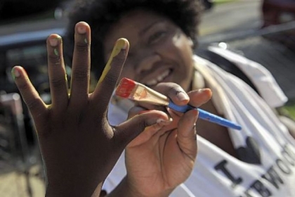 The canvas doesn't have to be two-dimensional at Art House.  Three-dimensional objects, including hands, are fair game.
