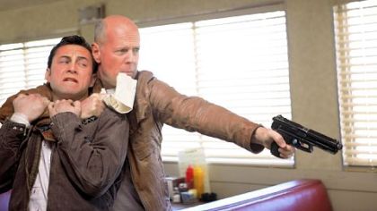 Joseph Gordon-Levitt, left, and Bruce Willis play the same character, Joe, in "Looper."