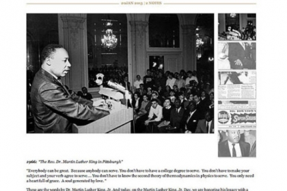 The Rev. Martin Luther King Jr. speaks at the University of Pittsburgh, circa 1966. The Digs features this photo today, the holiday marking the life and works of the late civil rights leader.