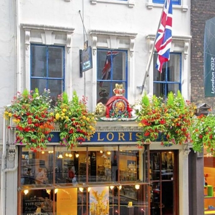 The Royal Warrant above Floris on Jermyn Street in London.