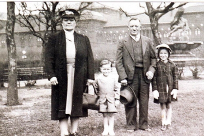 Mary Ann Sestili, far right, at Schenley Park around 1945 with, from left, her grandmother, Antoinette Casciato, her brother, Bob Sestili, and her grandfather, Nicolas Casciato.