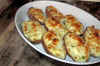 Twice-Baked Gruyere Potatoes with Lots of Green Onions from "Roots" by Pittsburgh native Diane Morgan.