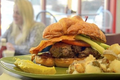 "John the Barber" burger at Chev & Rachel's Family Diner.