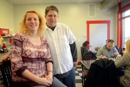 Rachel and Kevin Wisniewski in their new Chev & Rachel's Family Diner in Emsworth.