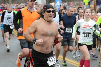 Stush Sadowski at the Frigid 5 Miler race in North Park on Jan. 13, when temperatures were in the low 60s.