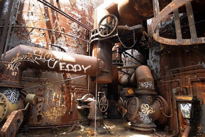 Parts of the abandoned Carrie Furnace is all that remains of the former U.S. Steel Homestead Works.