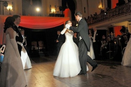 Cinderella Rose Egan dances with Prince Charming Sean Hannon.