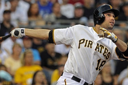 The Pirates' Neil Walker hits a three-run home run against the Arizona Diamondbacks during a game at PNC Park last season.