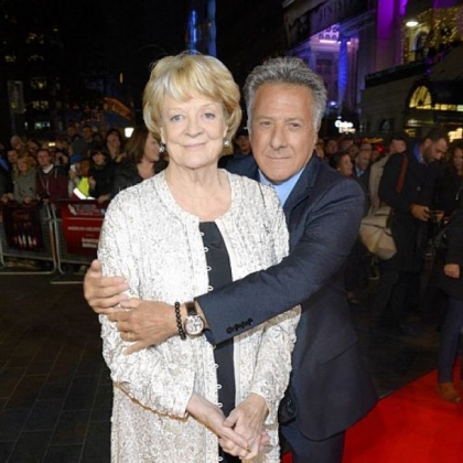 Dustin Hoffman embraces Maggie Smith, one of the stars of "Quartet," Mr. Hoffman's directorial debut.