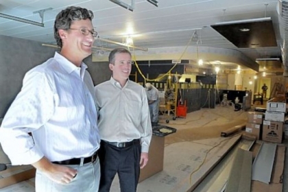 In May, Mark Broadhurst and Kevin O'Connell looked over construction of the Hello Bistro restuarant in Oakland. Eat'n Park is considering a Downtown location.