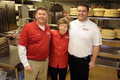 Frank R. Augustine, his mom, Sara Augustine, and son Frank J. of Augustine's pizza in New Castle.