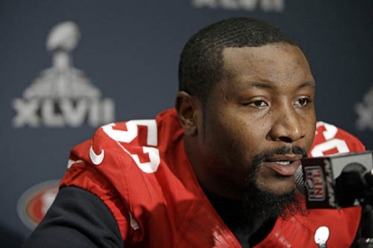 San Francisco 49ers inside linebacker NaVorro Bowman talks with reporters on Thursday in New Orleans.