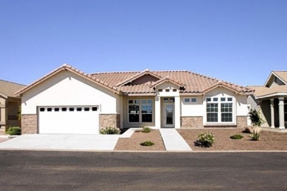Palm Harbor Homes, Inc. has introduced a new line of modular homes in Arizona -- Discovery Custom Homes.  The Discovery homes, like the Trenton above, feature a variety of exterior styles and can be custom-built to local codes or building specifications.