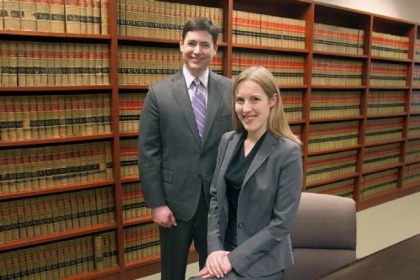 Randi Winter, an associate at  Felhaber, Larson, Fenlon and Vogt in Minneapolis, is part of a program run by the law firm and Don Heeman, left, to give young lawyers experience in the courtroom.