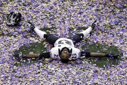 Ravens defensive back Chykie Brown celebrates after Super Bowl XLVII against the 49ers in New Orleans. The Ravens won 34-31.