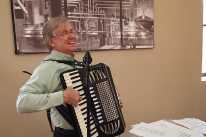 Jerry Jumba plays a mean accordion, too.