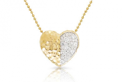 Yellow gold and diamond heart necklace, $2,000.