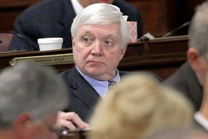 House Minority Leader Frank Dermody, D-Oakmont, listens as Gov. Tom Corbett delivers his budget proposal.