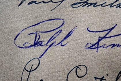 The signature of Ralph Kiner appears in a rare Bible in Sacramento.