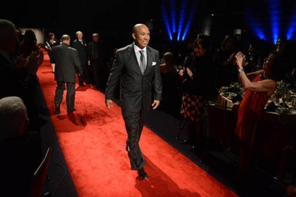 Former Steeler wide receiver Hines Ward walks the red carpet.