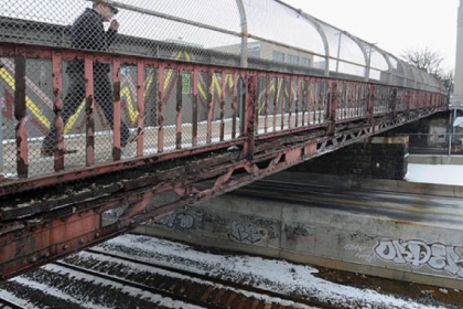 The Highland Avenue Bridge spans Ellsworth Avenue, the Martin Luther King East Busway and the Norfolk Southern Railroad.