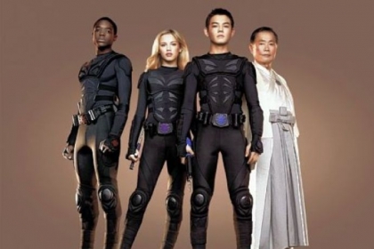 Carlos Knight, left, Gracie Dzienny and Ryan Potter are "Supah Ninjas," under the guidance of George Takei, on Nickelodeon.