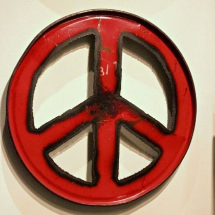 Peace wall art from the Moonshine Collection by Groovystuff, made from recycled steel drums.