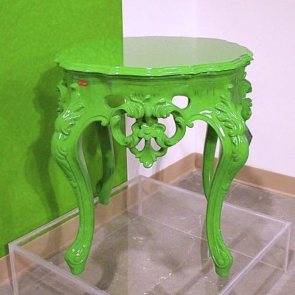 PolArt's baroque outdoor table looks good enough to use indoors in trendy green.