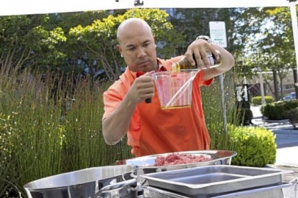 Hines Ward, preparing his dish for the "Lunch Trucks Challenge" on the Food Network's "Rachael vs. Guy, Celebrity Cook-Off," found out that it would be his last appearance on the show.