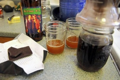 Chocolate and coffee, along with beer made by Will Groves and Kelsey Weisgerber, go into Will's vegetarian chili.