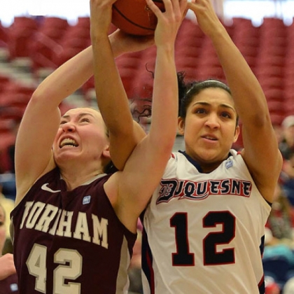 Duquesne's Jocelyn Floyd scored 14 points in the Dukes' 59-54 win against Richmond Sunday, their second in a row.