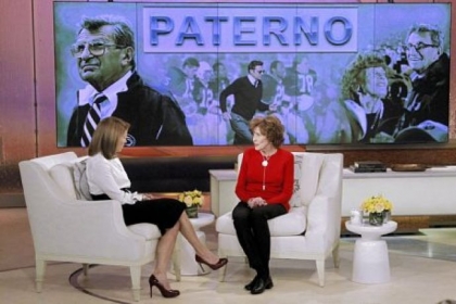 Sue Paterno, widow of football coach Joe Paterno, right, with Katie Couric at the "Katie" show Feb. 6 in New York.