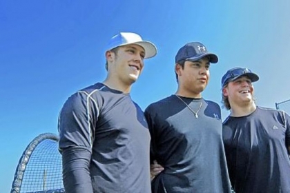 The Pirates' future pitching corps? From left, Jameson Taillon, Luis Heredia and Stetson Allie pose for a photo at Pirate City in 2010. Allie has since moved from pitching to playing infield.